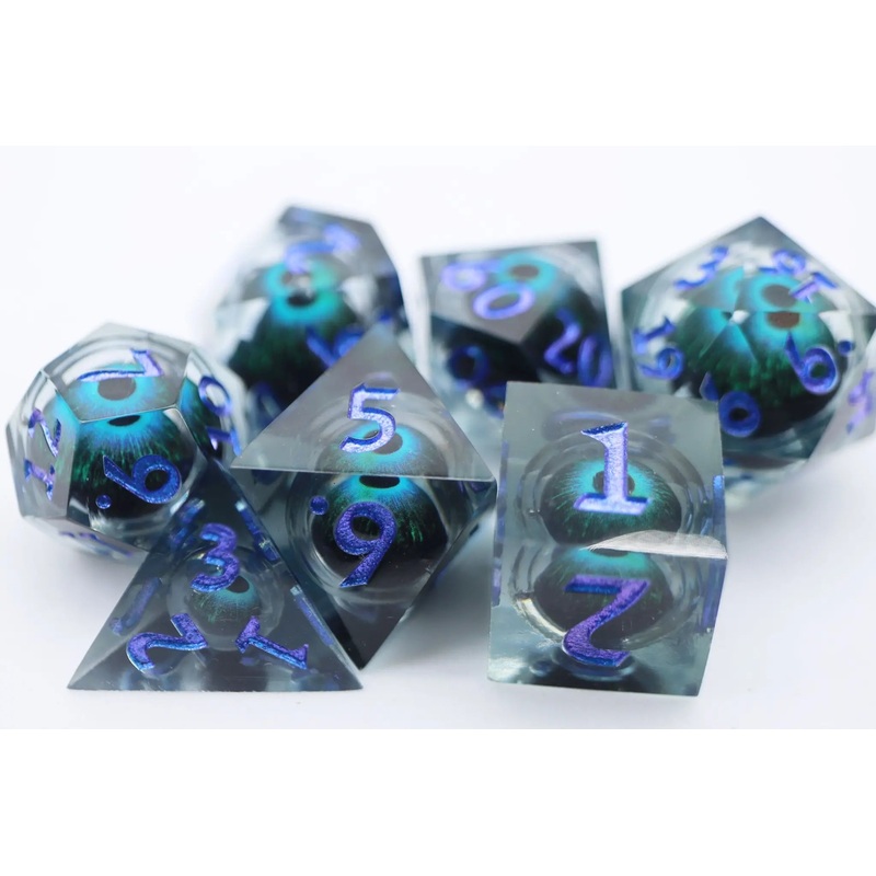 Moving Eye Sharp Edge RPG Dice Set: Blue Cyclops