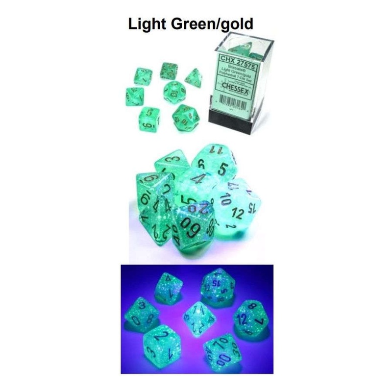 RPG Dice Set: Borealis - Light Green/Gold