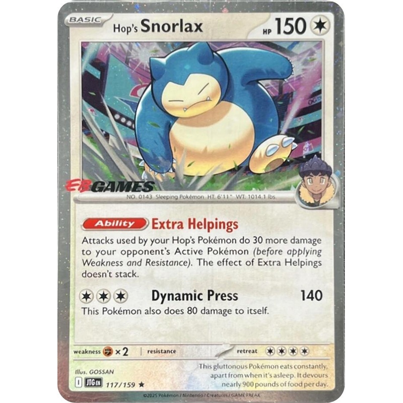 Hop's Snorlax (117/159) (EB Games) (Cosmos Holo) [Scarlet & Violet: Journey Together]