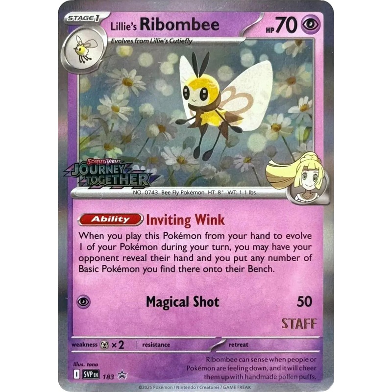 Lillie's Ribombee (183) (Prerelease Staff) [Scarlet & Violet: Black Star Promos]
