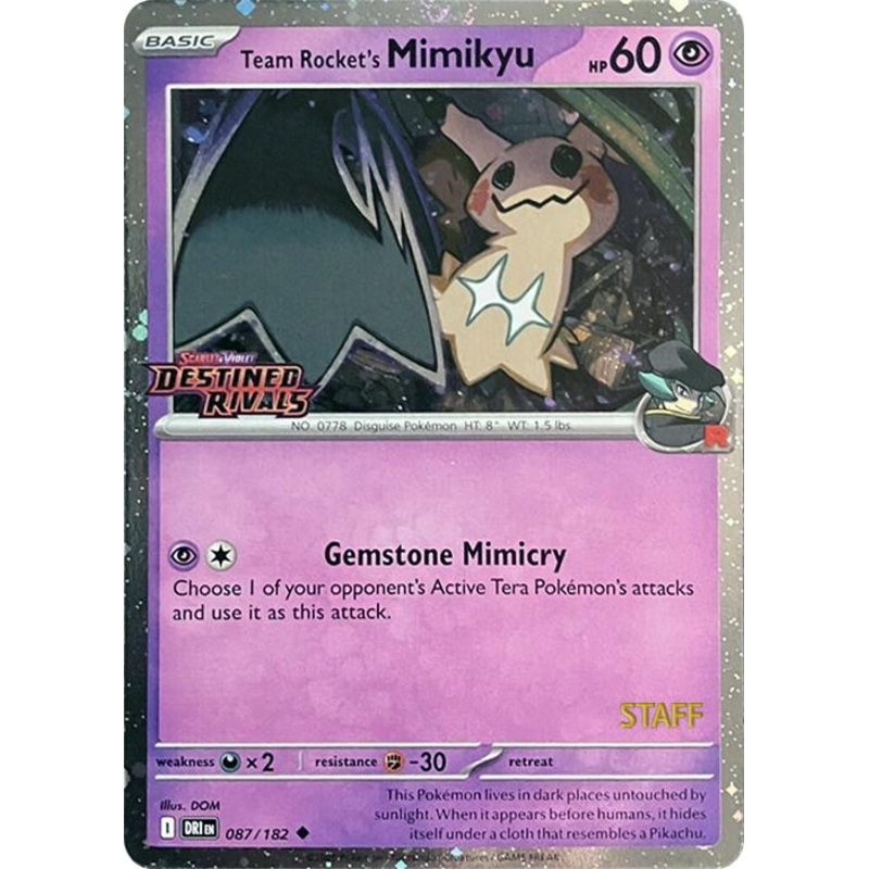 Team Rocket's Mimikyu (087/182) (Prerelease Staff) [Scarlet & Violet: Destined Rivals]