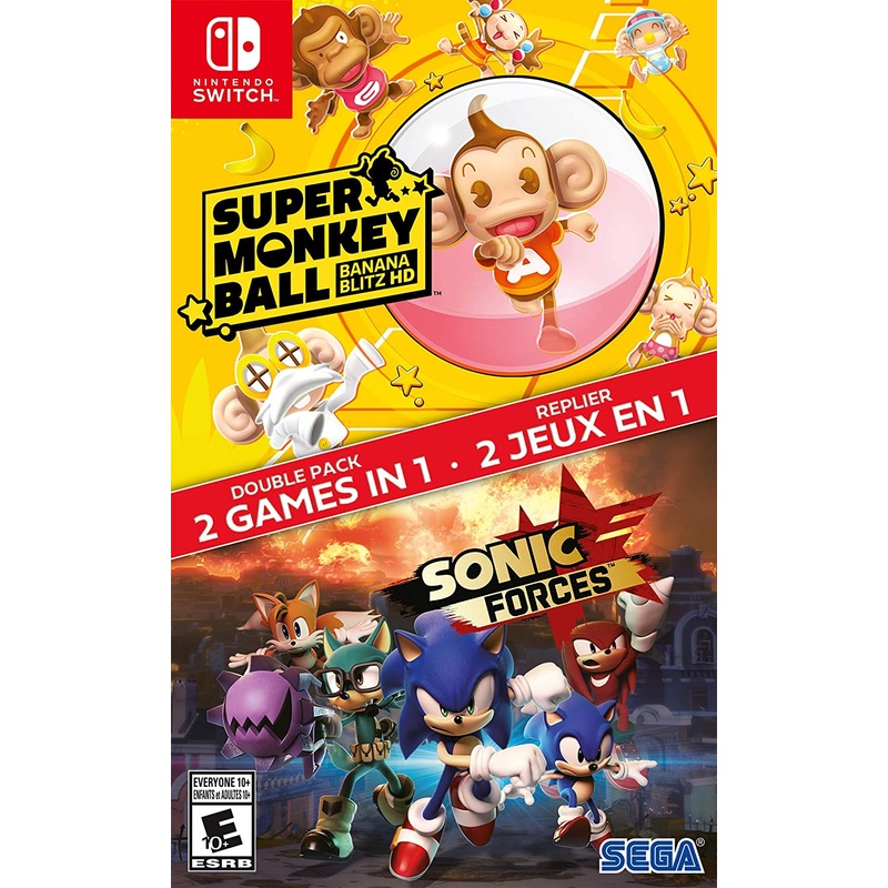 Sonic Forces & Super Monkey Ball Banana Blitz Hd Double Pack Switch New