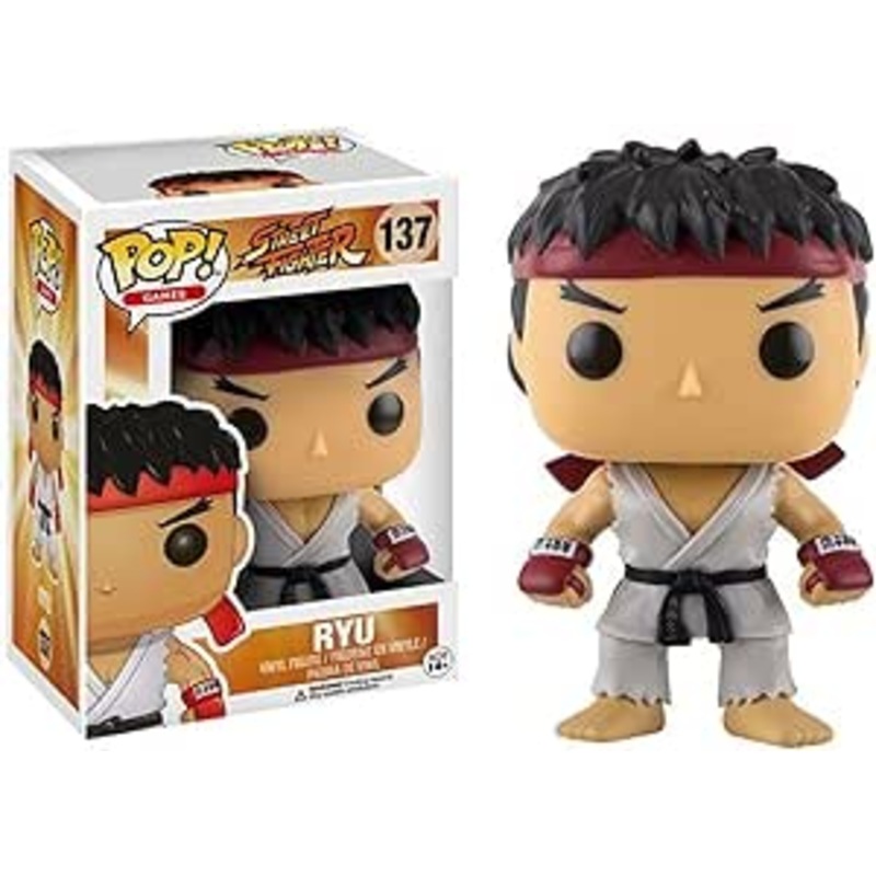 Funko Pop Games Street Fighter Ryu Sticker Residue on Box Bottom Used Like New