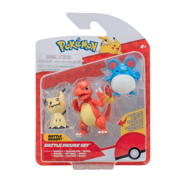 Pokemon Battle Figure Set Mimikyu, Charmeleon, Marill New