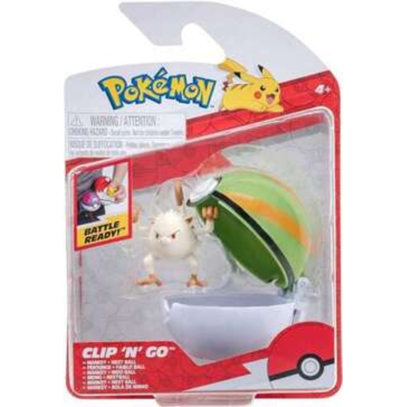 Pokemon Clip N Go Mankey, Nest Ball New