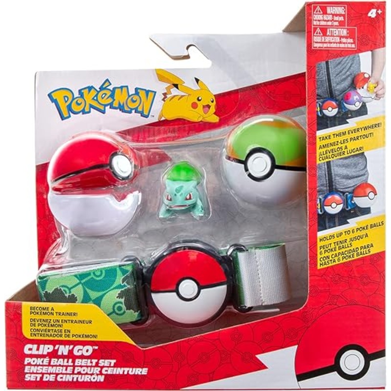 Pokemon Clip N Go Poke Ball Belt Set Bulbasaur New
