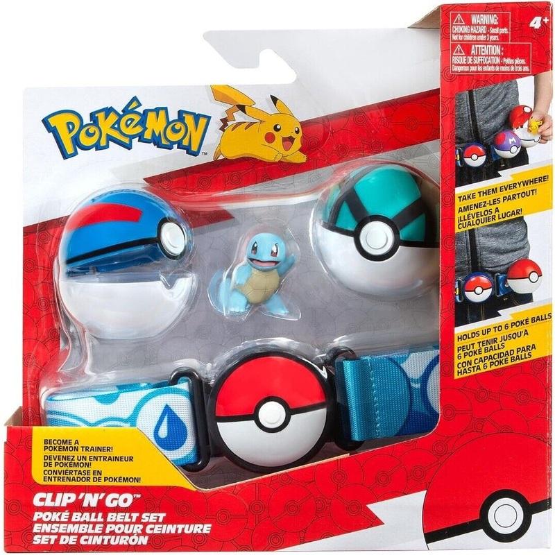 Pokemon Clip N Go Poke Ball Belt Set Squirtle New