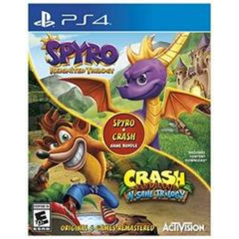 Spyro Reignited Trilogy and Crash Nsane Trilogy Game Bundle PS4 Used
