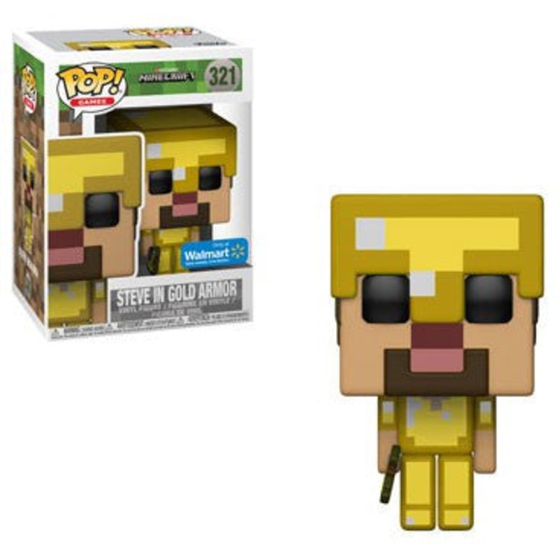 Funko Pop Games Minecraft Steve in Gold Armor  Slight Damage To Box Used
