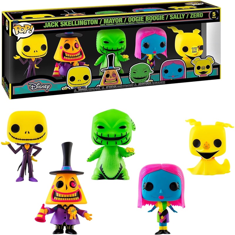Funko Pop Disney Nightmare Before Christmas 5 Pack Special Edition Glow In The Dark New