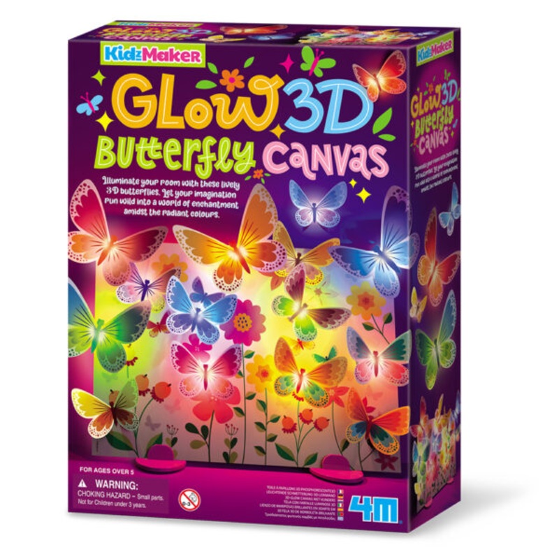 Glow 3D Butterfly Canvas