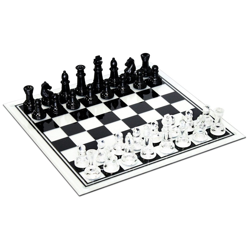 Chess by Wood Expressions (14 glass board, black/clear)