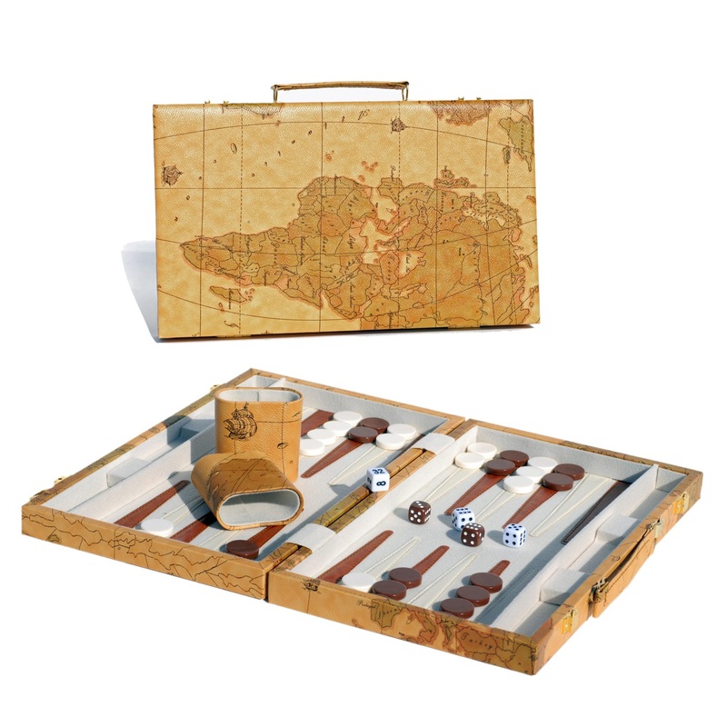 Backgammon Set by Wood Expressions (15 Tan Map)