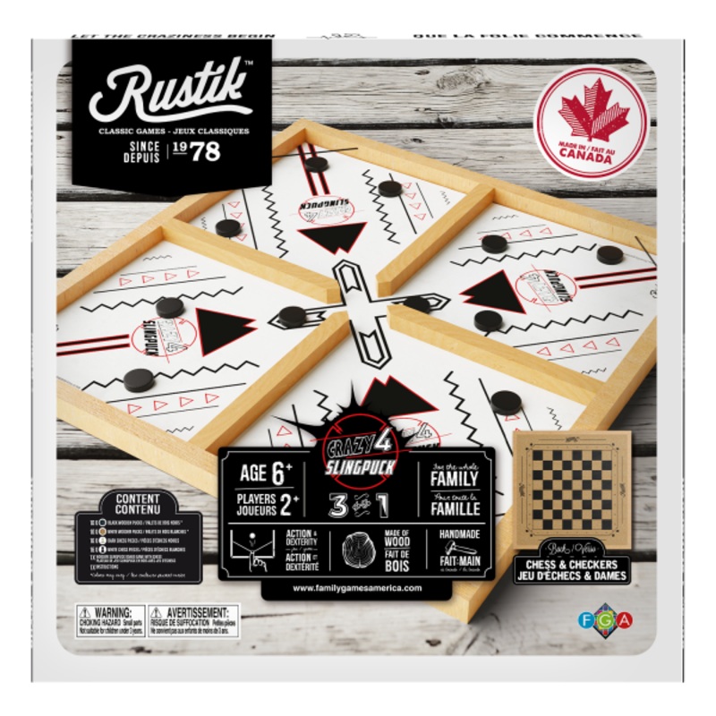 Crazy 4-player Slingpuck / Chess / Checkers 3-in-1 (by Rustik)