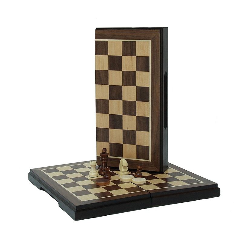 Chess & Checkers Set by Wood Expressions (8 Magnetic folding)