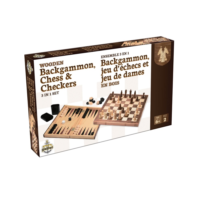 Wooden 3-in-1 Backgammon, Chess & Checkers (Gladius)