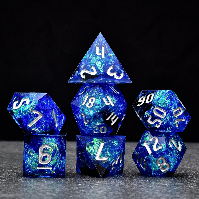 Black & Blue Sharp Edge DND/TTRPG Dice set