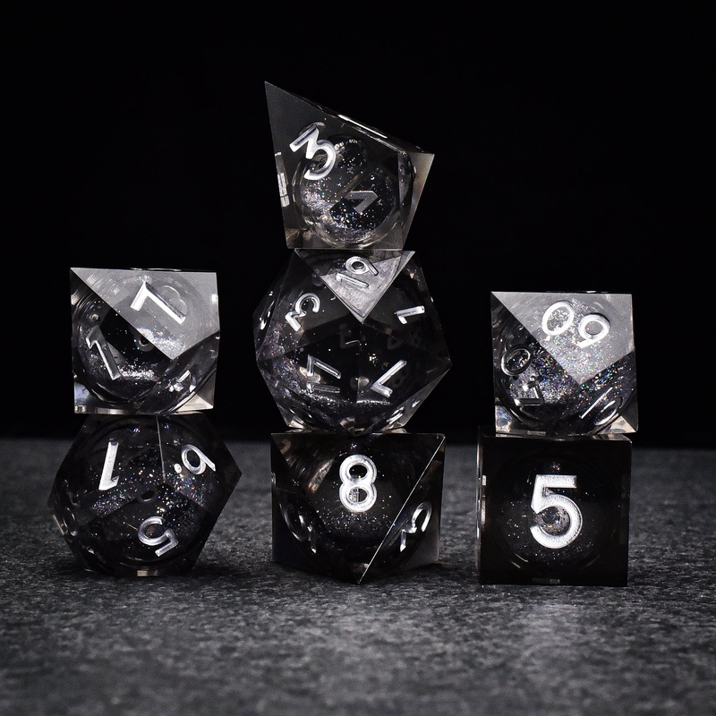 Black Liquid Core DND/TTRPG Dice set