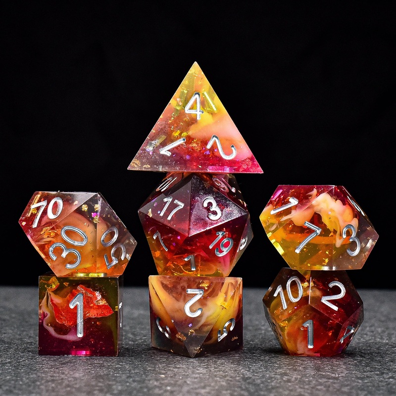 Blazing Furnace Sharp Edge DND/TTRPG Dice set