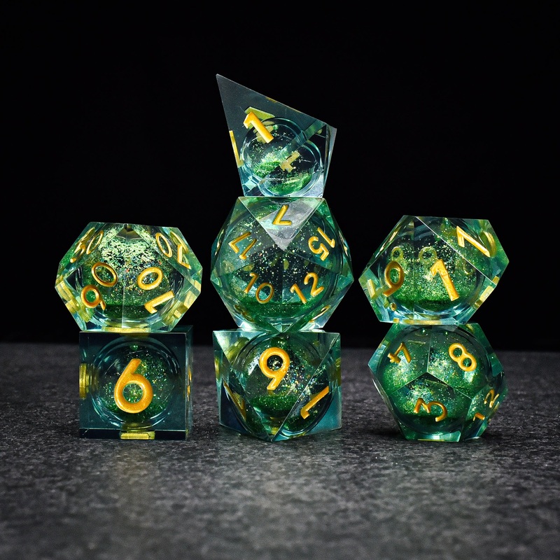Green Liquid Core DND/TTRPG Dice set