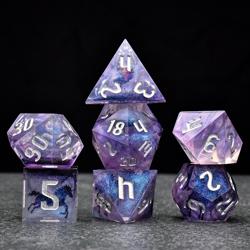 Mythical Unicorn Sharp Edge DND/TTRPG Dice set