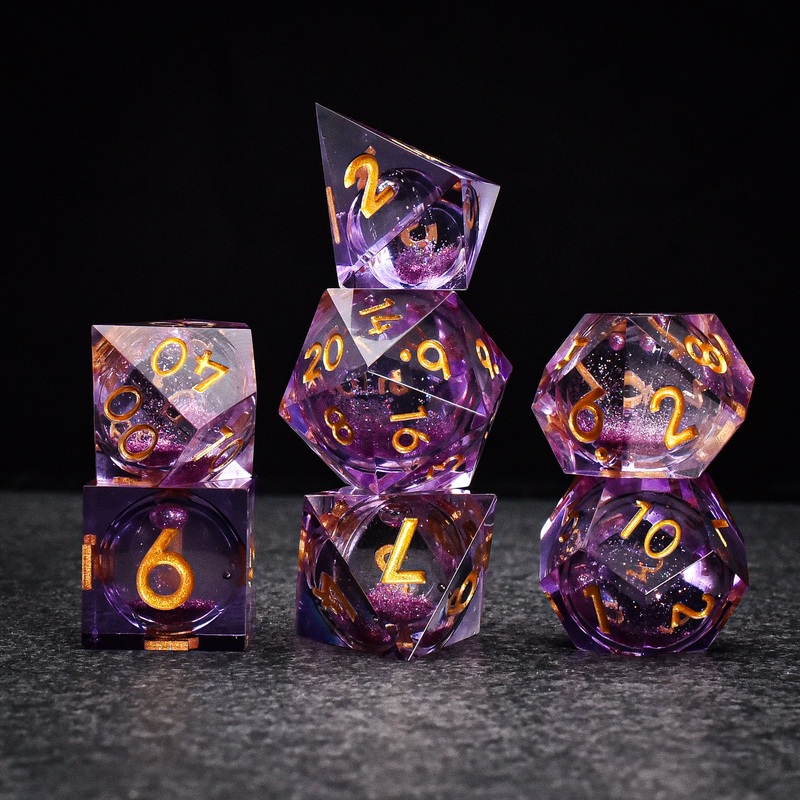 Purple Liquid Core DND/TTRPG Dice set