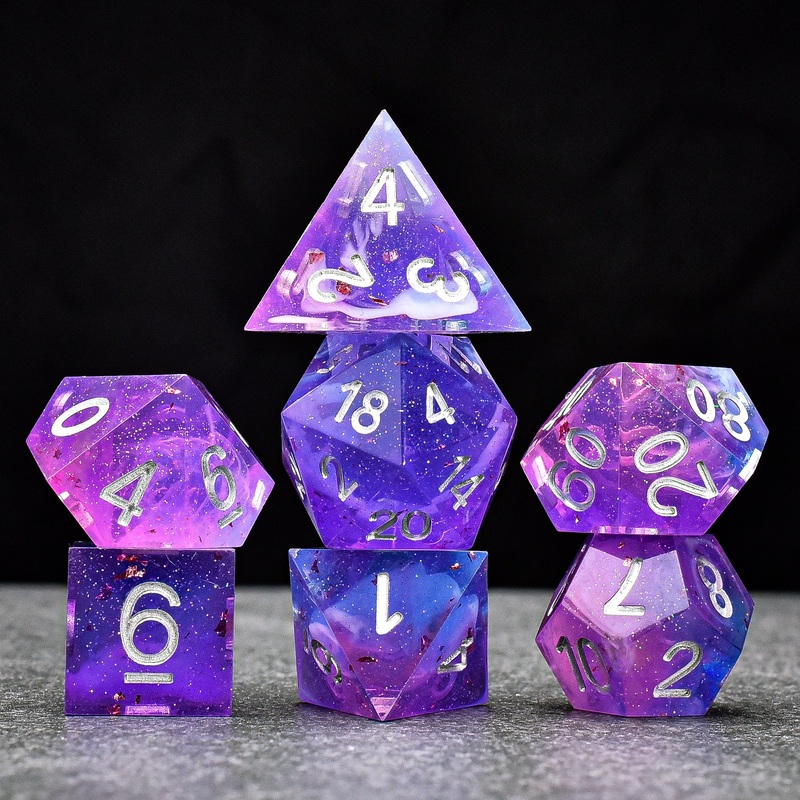Purple Vapours Sharp Edge DND/TTRPG Dice set