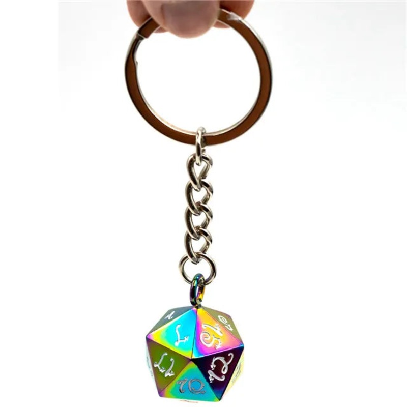 Rainbow Dragon D20 TTRPG/DND Key Ring